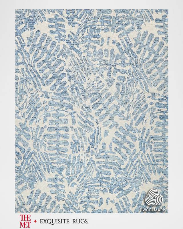 Botanica Hand-Tufted Light Blue/Ivory Rug, 9' x 12'